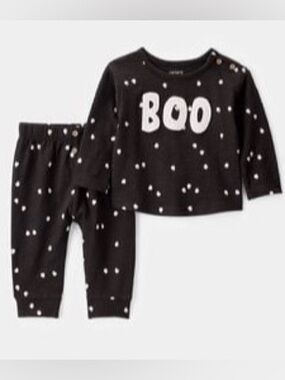Carter's Black 'BOO' Polka Dot Pajama Set 18m